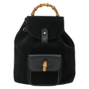 GUCCI Bamboo Rucksack Wildleder Schwarz Gold 003 2034 0030 Auth 177116-13