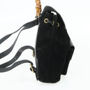 GUCCI Bamboo Rucksack Wildleder Schwarz Gold 003 2034 0030 Auth 177116-3