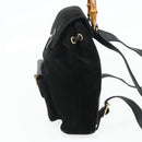 GUCCI Bamboo Rucksack Wildleder Schwarz Gold 003 2034 0030 Auth 177116-4