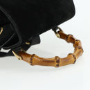 GUCCI Bamboo Rucksack Wildleder Schwarz Gold 003 2034 0030 Auth 177116-7
