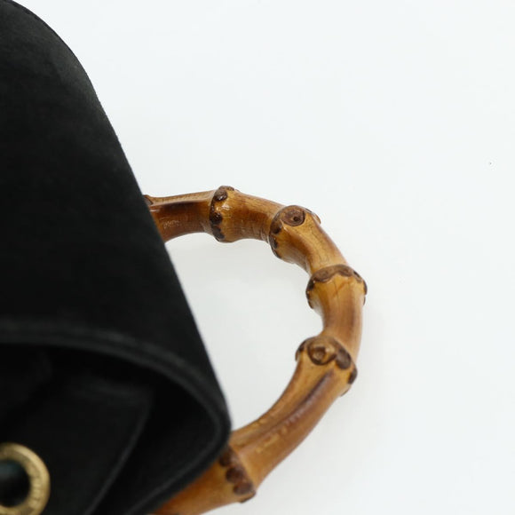 GUCCI Bamboo Rucksack Wildleder Schwarz Gold 003 2034 0030 Auth 177116