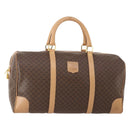 CELINE Macadam Canvas Boston Bag PVC Leather Brown Gold Auth 177117-1