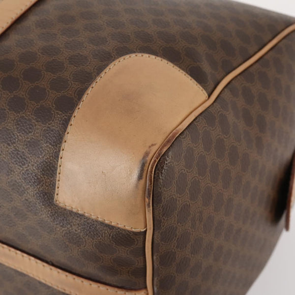 CELINE Macadam Canvas Boston Bag PVC Leather Brown Gold Auth 177117
