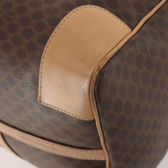 CELINE Macadam Canvas Boston Bag PVC Leather Brown Gold Auth 177117