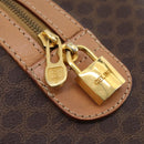 CELINE Macadam Canvas Boston Bag PVC Leather Brown Gold Auth 177117-16
