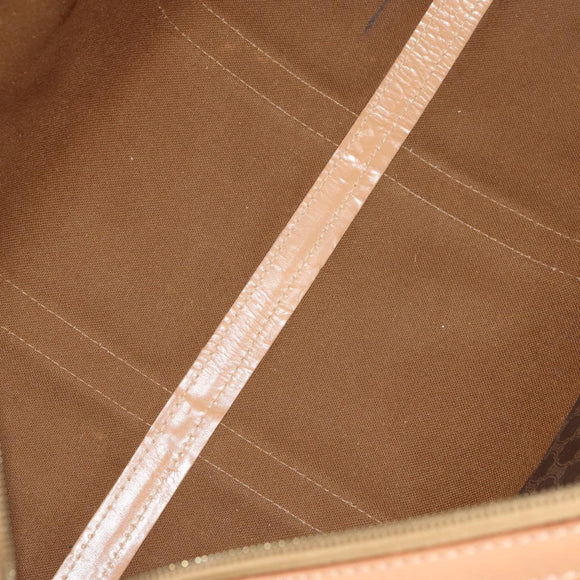 CELINE Macadam Canvas Boston Bag PVC Leather Brown Gold Auth 177117