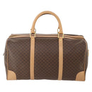CELINE Macadam Canvas Boston Bag PVC Leather Brown Gold Auth 177117-3
