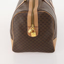 CELINE Macadam Canvas Boston Bag PVC Leather Brown Gold Auth 177117-5