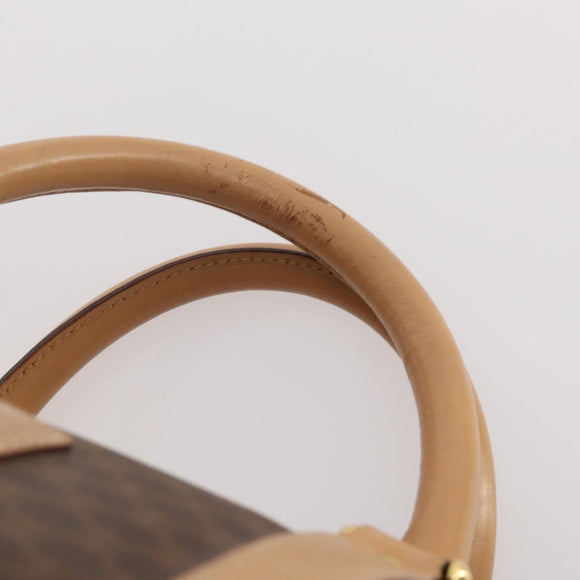 CELINE Macadam Canvas Boston Bag PVC Leather Brown Gold Auth 177117