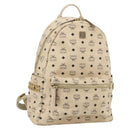 MCM Vicetos Logogram Backpack PVC Ivory Gold Auth 177118-1
