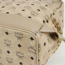 MCM Vicetos Logogram Backpack PVC Ivory Gold Auth 177118-14