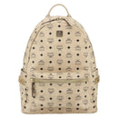 MCM Vicetos Logogram Backpack PVC Ivory Gold Auth 177118-2