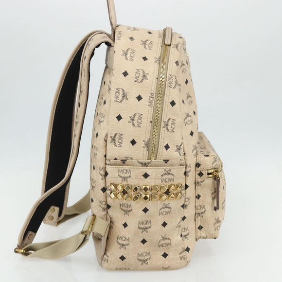 MCM Vicetos Logogram Backpack PVC Ivory Gold Auth 177118
