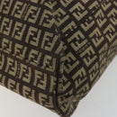 FENDI Zucchino Canvas Hand Bag Brown Silver Auth 177119-14