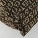 FENDI Zucchino Canvas Hand Bag Brown Silver Auth 177119-15