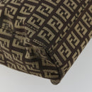 FENDI Zucchino Canvas Hand Bag Brown Silver Auth 177119-9