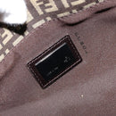 FENDI Zucchino Canvas Hand Bag Brown Silver Auth 177119-10
