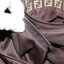 FENDI Zucchino Canvas Hand Bag Brown Silver Auth 177119-12
