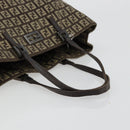 FENDI Zucchino Canvas Hand Bag Brown Silver Auth 177119-7