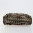 FENDI Zucchino Canvas Hand Bag Brown Silver Auth 177119-5