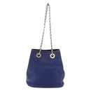 CELINE Chain Shoulder Bag Leather Blue Silver Auth 177125A-2