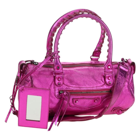 BALENCIAGA Mini Twiggy Hand Bag Leather 2way Pink 138223 Auth 177133V
