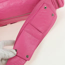 BALENCIAGA Super Busy Shoulder Bag Leather Pink Silver 762516 Auth 177134SM-16