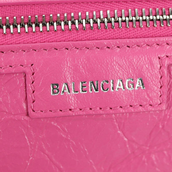 BALENCIAGA Super Busy Shoulder Bag Leather Pink Silver 762516 Auth 177134SM