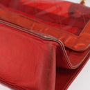 CHANEL Matelasse Chain Shoulder Bag Vinyl Red Gold CC Auth 177136A-14