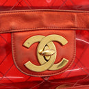CHANEL Matelasse Chain Shoulder Bag Vinyl Red Gold CC Auth 177136A-17