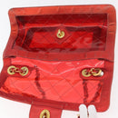 CHANEL Matelasse Chain Shoulder Bag Vinyl Red Gold CC Auth 177136A-11