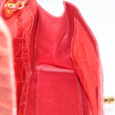 CHANEL Matelasse Chain Shoulder Bag Vinyl Red Gold CC Auth 177136A-18