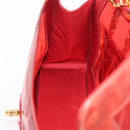 CHANEL Matelasse Chain Shoulder Bag Vinyl Red Gold CC Auth 177136A-19