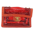 CHANEL Matelasse Chain Shoulder Bag Vinyl Red Gold CC Auth 177136A-13