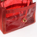 CHANEL Matelasse Chain Shoulder Bag Vinyl Red Gold CC Auth 177136A-21