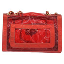 CHANEL Matelasse Chain Shoulder Bag Vinyl Red Gold CC Auth 177136A-2