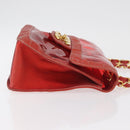CHANEL Matelasse Chain Shoulder Bag Vinyl Red Gold CC Auth 177136A-3