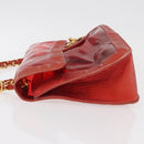 CHANEL Matelasse Chain Shoulder Bag Vinyl Red Gold CC Auth 177136A-4