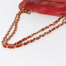 CHANEL Matelasse Chain Shoulder Bag Vinyl Red Gold CC Auth 177136A-7