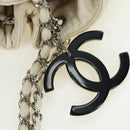 CHANEL Chain Melrose Cabas Shoulder Bag Canvas Beige Silver CC Auth 177138V-9