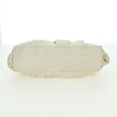 CHANEL Chain Melrose Cabas Shoulder Bag Canvas Beige Silver CC Auth 177138V-5