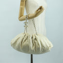 CHANEL Chain Melrose Cabas Shoulder Bag Canvas Beige Silver CC Auth 177138V-22