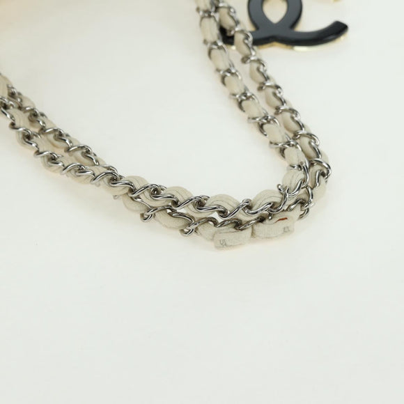 CHANEL Chain Melrose Cabas Shoulder Bag Canvas Beige Silver CC Auth 177138V