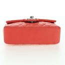 CHANEL Mini Matelasse 14 Chain Bag Lamb Skin Red Silver CC Auth 177139SAM-11