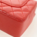 CHANEL Mini Matelasse 14 Chain Bag Lamshuid Rood Zilverkleurig CC Auth 177139SAM-20