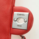 CHANEL Mini Matelasse 14 Chain Bag Lamb Skin Red Silver CC Auth 177139SAM-18