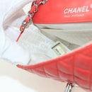 CHANEL Mini Matelasse 14 Chain Bag Lamb Skin Red Silver CC Auth 177139SAM-23