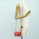 CHANEL Mini Matelasse 14 Chain Bag Lamb Skin Red Silver CC Auth 177139SAM-27