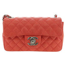 CHANEL Mini Matelasse 14 Chain Bag Lamshuid Rood Zilverkleurig CC Auth 177139SAM-13