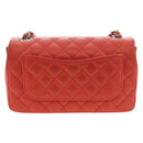 CHANEL Mini Matelasse 14 Chain Bag Lamb Skin Red Silver CC Auth 177139SAM-3